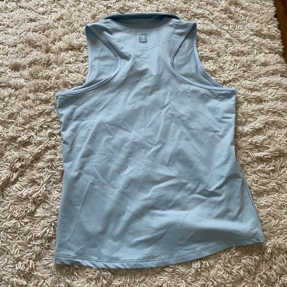 Fabletics Light Blue Ribbed Sleeveless Polo Tank - Picture 4 of 4